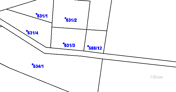 Parcela st. 588/12 v KÚ Horská Kamenice, Katastrální mapa