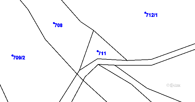 Parcela st. 711 v KÚ Horská Kamenice, Katastrální mapa