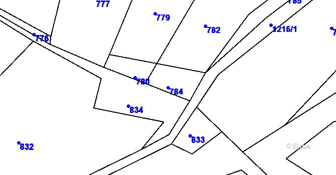 Parcela st. 784 v KÚ Horská Kamenice, Katastrální mapa