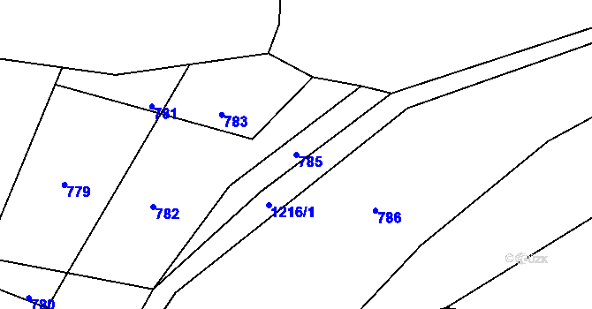 Parcela st. 785 v KÚ Horská Kamenice, Katastrální mapa