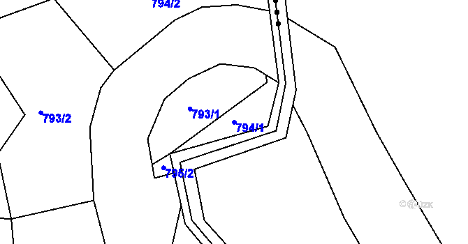 Parcela st. 794/1 v KÚ Horská Kamenice, Katastrální mapa