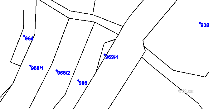 Parcela st. 969/4 v KÚ Horská Kamenice, Katastrální mapa