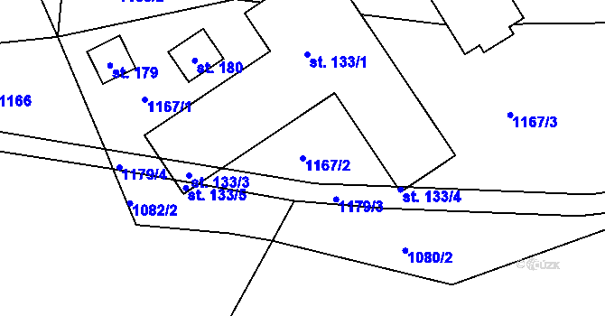 Parcela st. 1167/2 v KÚ Horská Kamenice, Katastrální mapa