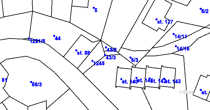 Parcela st. 43/3 v KÚ Horská Kamenice, Katastrální mapa