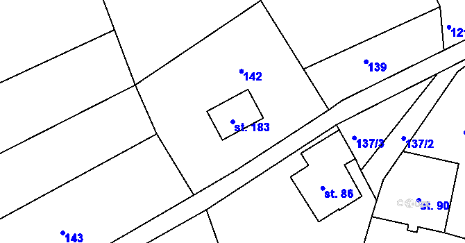 Parcela st. 183 v KÚ Horská Kamenice, Katastrální mapa