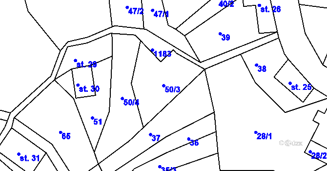 Parcela st. 50/3 v KÚ Horská Kamenice, Katastrální mapa