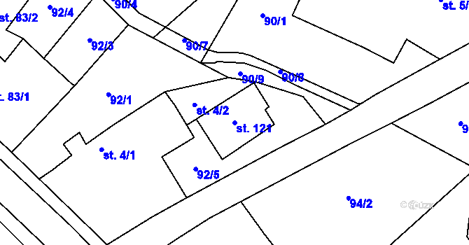 Parcela st. 121 v KÚ Dolce, Katastrální mapa