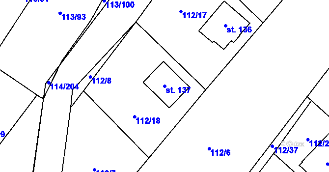 Parcela st. 137 v KÚ Dolce, Katastrální mapa