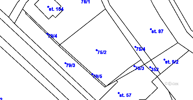 Parcela st. 75/2 v KÚ Dolce, Katastrální mapa