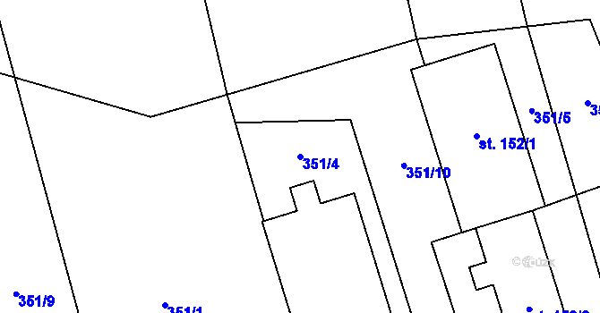 Parcela st. 351/4 v KÚ Dolce, Katastrální mapa