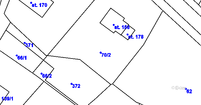Parcela st. 70/2 v KÚ Dolce, Katastrální mapa