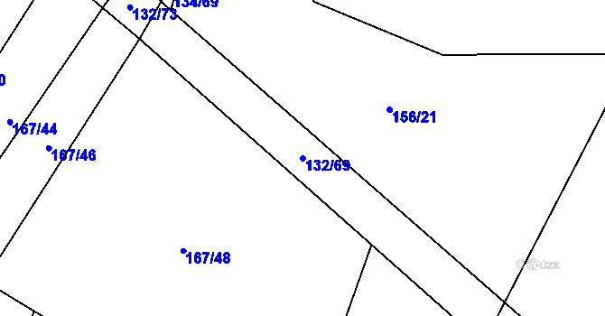 Parcela st. 132/69 v KÚ Dolce, Katastrální mapa