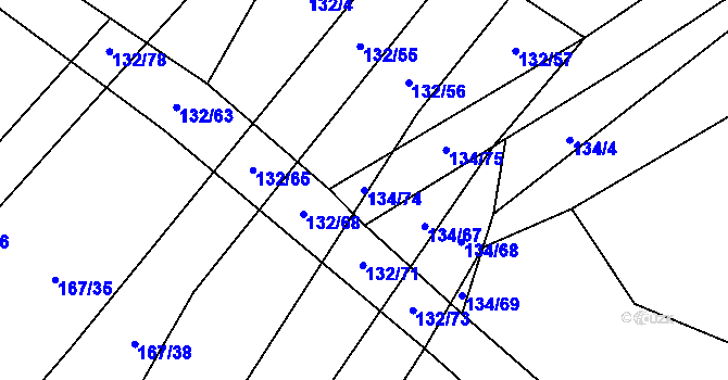 Parcela st. 134/74 v KÚ Dolce, Katastrální mapa