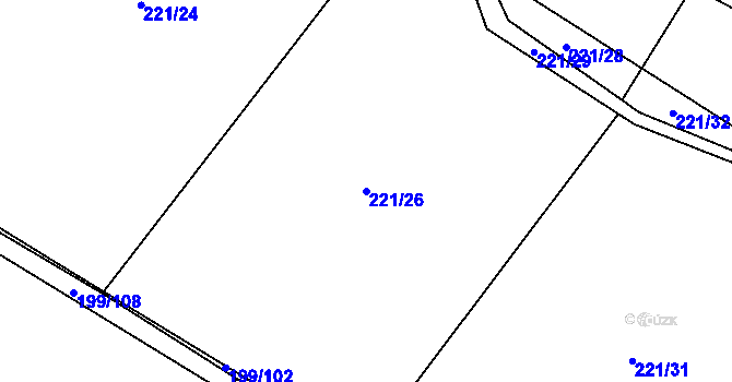 Parcela st. 221/26 v KÚ Dolce, Katastrální mapa