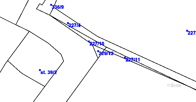 Parcela st. 229/12 v KÚ Dolce, Katastrální mapa