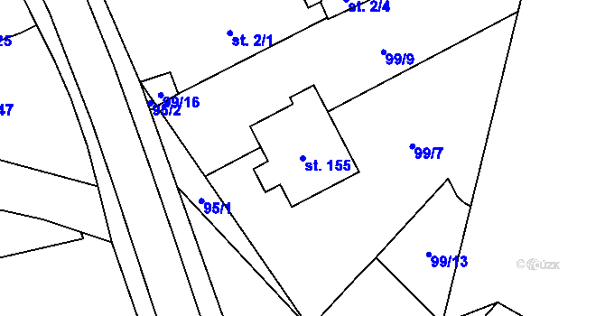 Parcela st. 155 v KÚ Dolce, Katastrální mapa