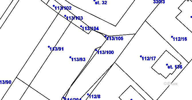 Parcela st. 113/100 v KÚ Dolce, Katastrální mapa