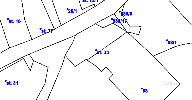 Parcela st. 33 v KÚ Horšice, Katastrální mapa