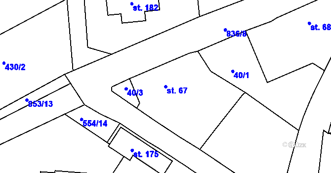 Parcela st. 67 v KÚ Horšice, Katastrální mapa