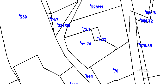 Parcela st. 70 v KÚ Horšice, Katastrální mapa