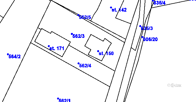 Parcela st. 150 v KÚ Horšice, Katastrální mapa