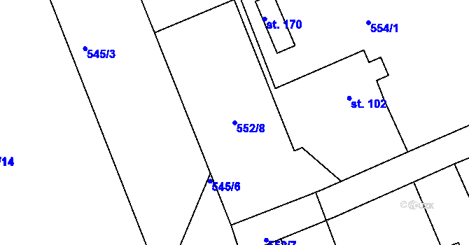 Parcela st. 552/8 v KÚ Horšice, Katastrální mapa