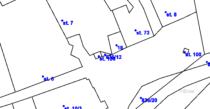 Parcela st. 836/12 v KÚ Horšice, Katastrální mapa