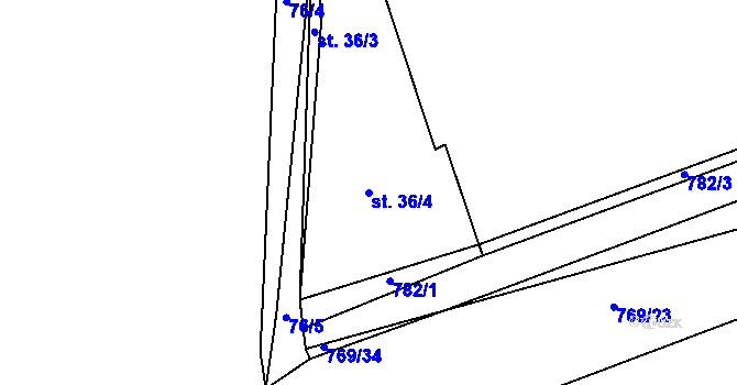 Parcela st. 36/4 v KÚ Horšice, Katastrální mapa