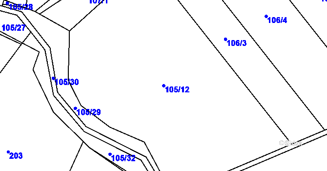 Parcela st. 105/12 v KÚ Horšice, Katastrální mapa