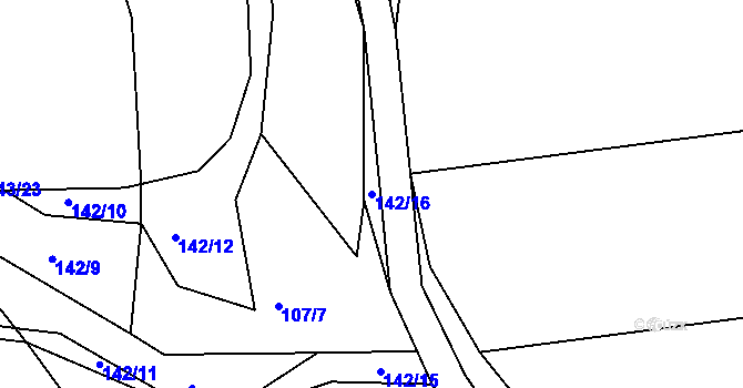 Parcela st. 142/16 v KÚ Horšice, Katastrální mapa
