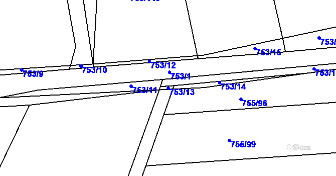 Parcela st. 753/13 v KÚ Horšice, Katastrální mapa