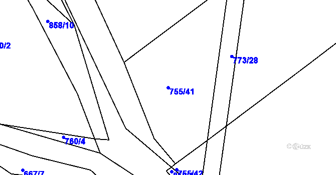 Parcela st. 755/41 v KÚ Horšice, Katastrální mapa