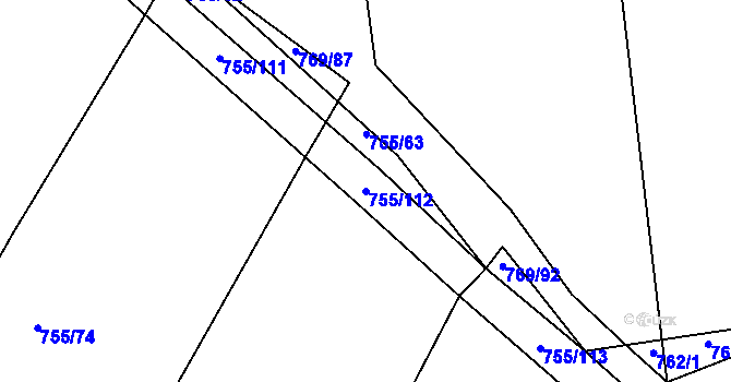 Parcela st. 755/112 v KÚ Horšice, Katastrální mapa