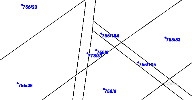 Parcela st. 756/8 v KÚ Horšice, Katastrální mapa