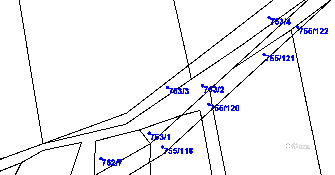 Parcela st. 763/3 v KÚ Horšice, Katastrální mapa