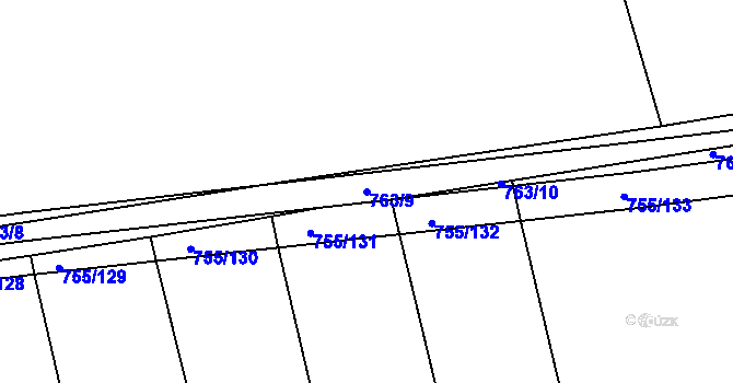 Parcela st. 763/9 v KÚ Horšice, Katastrální mapa