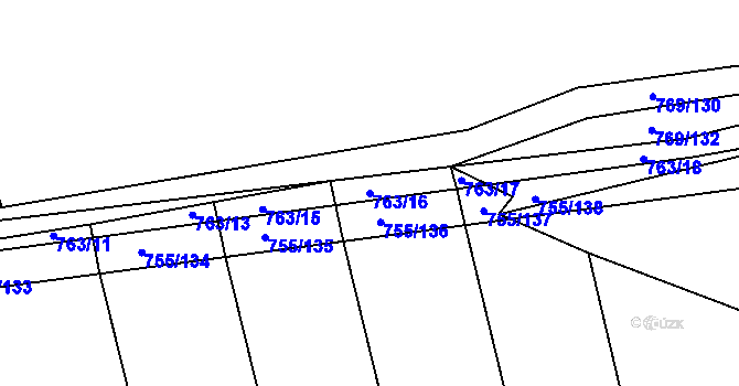 Parcela st. 763/16 v KÚ Horšice, Katastrální mapa
