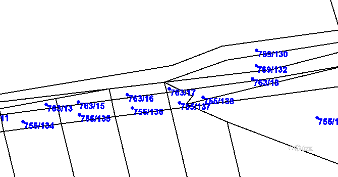 Parcela st. 763/17 v KÚ Horšice, Katastrální mapa