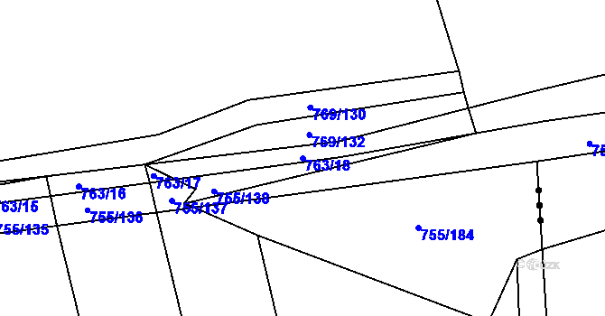 Parcela st. 763/18 v KÚ Horšice, Katastrální mapa