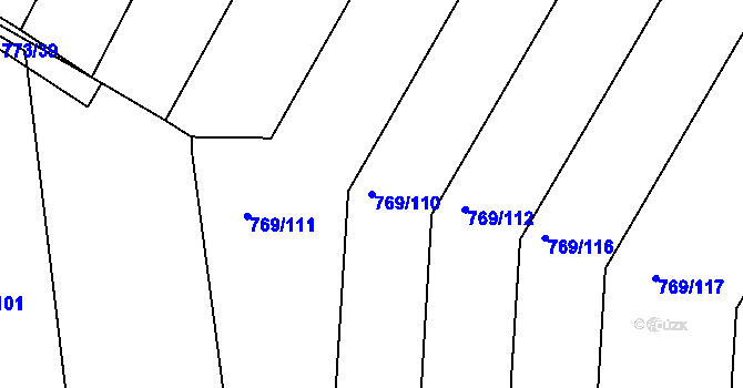 Parcela st. 769/110 v KÚ Horšice, Katastrální mapa