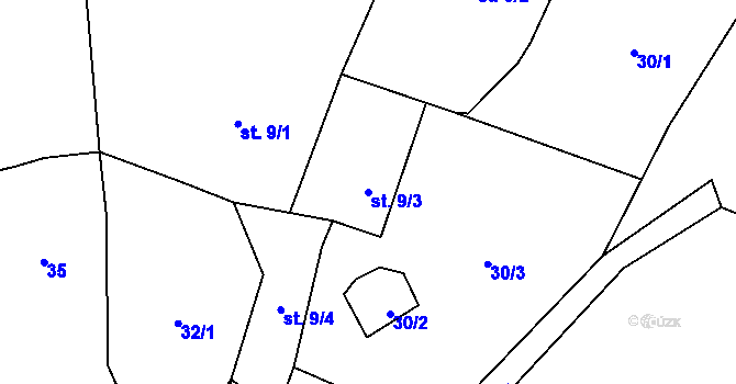 Parcela st. 9/3 v KÚ Týniště u Horšic, Katastrální mapa