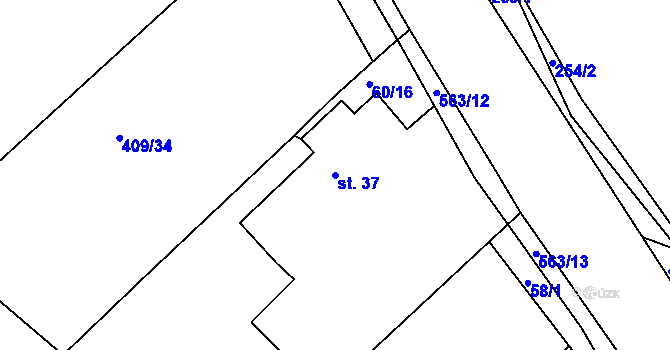 Parcela st. 37 v KÚ Týniště u Horšic, Katastrální mapa
