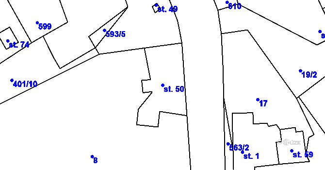 Parcela st. 50 v KÚ Týniště u Horšic, Katastrální mapa