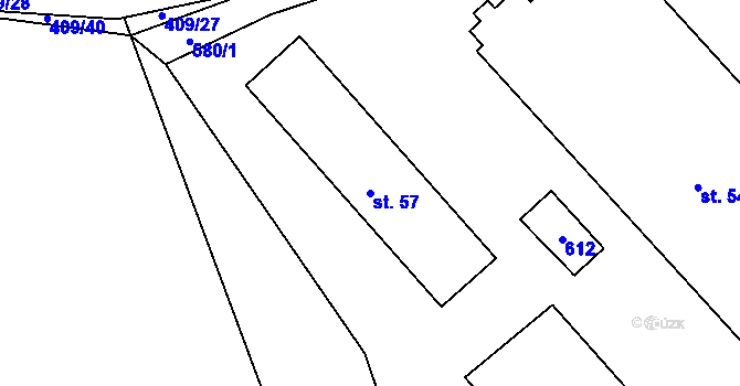 Parcela st. 57 v KÚ Týniště u Horšic, Katastrální mapa