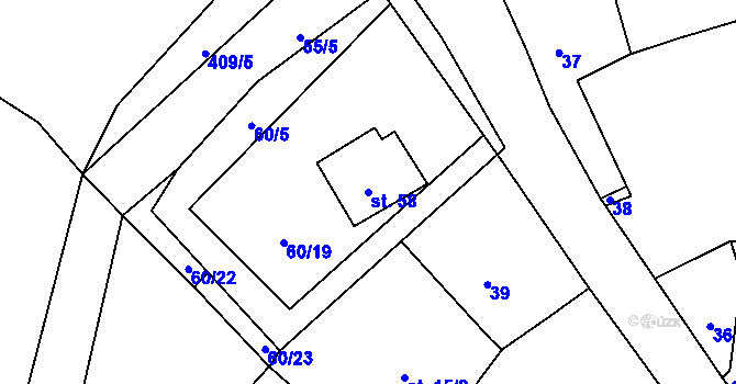 Parcela st. 58 v KÚ Týniště u Horšic, Katastrální mapa