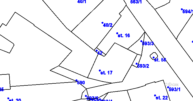 Parcela st. 42 v KÚ Týniště u Horšic, Katastrální mapa