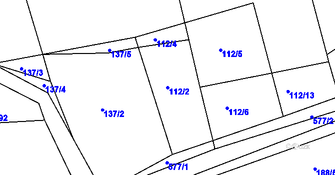 Parcela st. 112/2 v KÚ Týniště u Horšic, Katastrální mapa