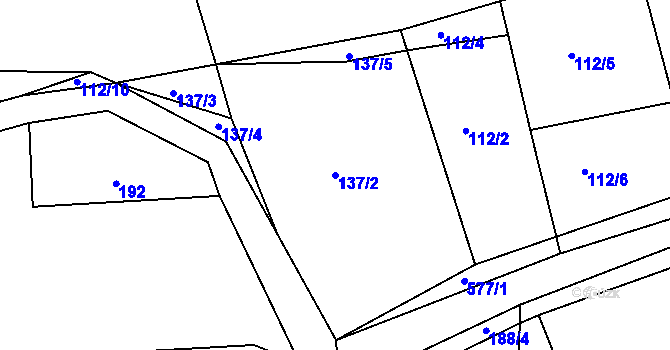 Parcela st. 137/2 v KÚ Týniště u Horšic, Katastrální mapa