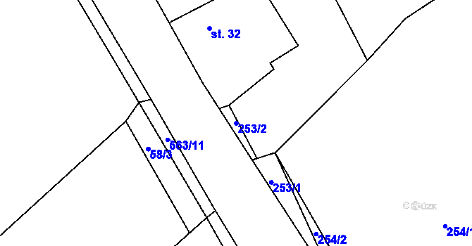 Parcela st. 253/2 v KÚ Týniště u Horšic, Katastrální mapa