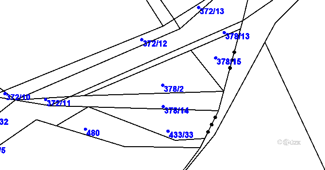 Parcela st. 378/2 v KÚ Týniště u Horšic, Katastrální mapa